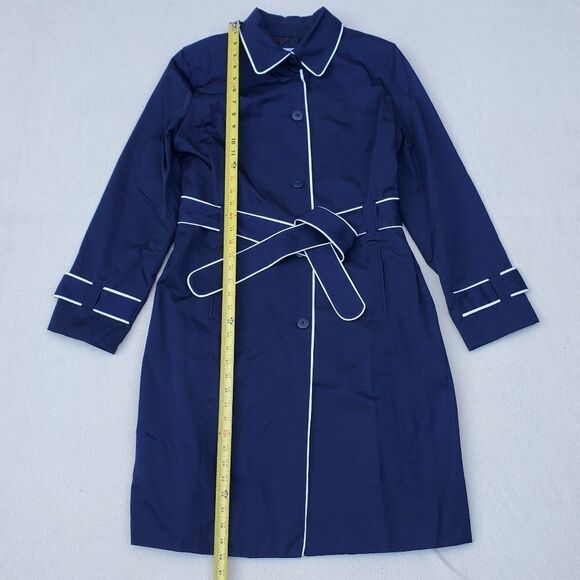 Jaclyn Smith Navy Blue and White Trench Coat - Picture 3 of 14